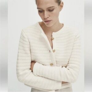 Massimo Dutti elegant Cream Button-Up Women's Sweater